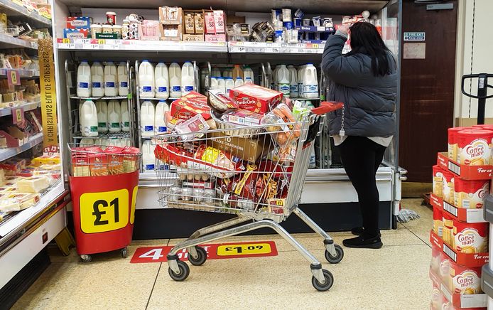 Illustratiebeeld: een klant in een winkel van de Britse supermarktketen Iceland.