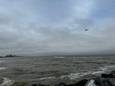 Een reddingsboot en de NH90-helikopter speuren het wateroppervlak af op zoek naar een vermeende drenkeling voor de kust van Oostende.