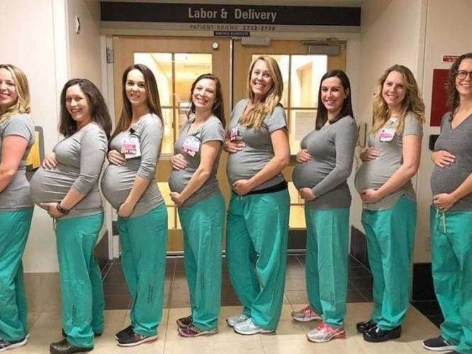 Negen verpleegsters van dezelfde kraamafdeling tegelijk zwanger