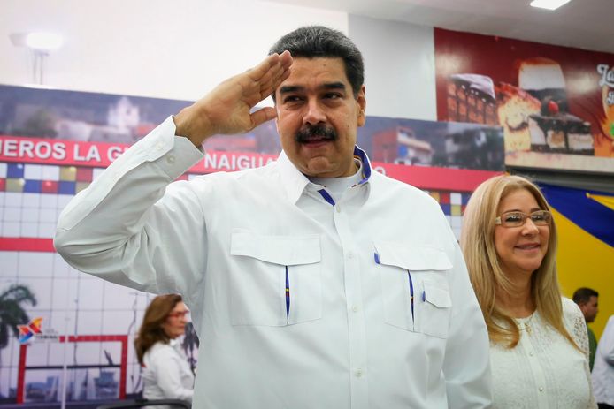 De Venezolaanse president Nicolas Maduro en zijn vrouw.