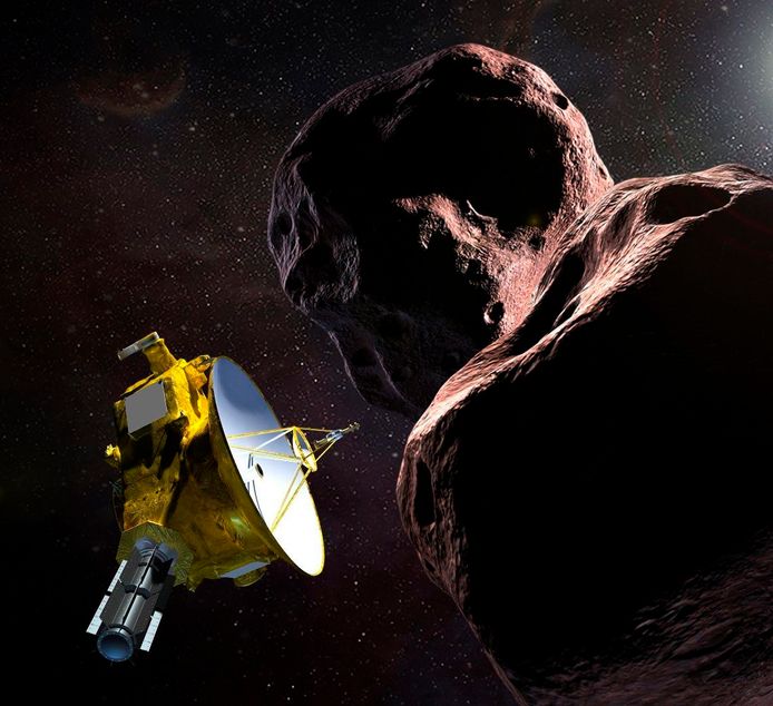 Illustratiebeeld: de sonde New Horizons scheert langs het object Ultima Thule. Het is het verste object dat ooit is bestudeerd door de mens.