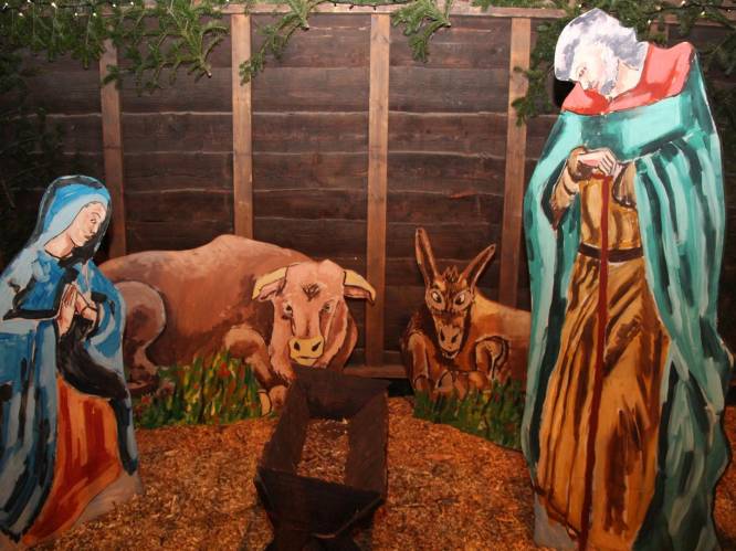 Dieren met schele ogen in kerststal