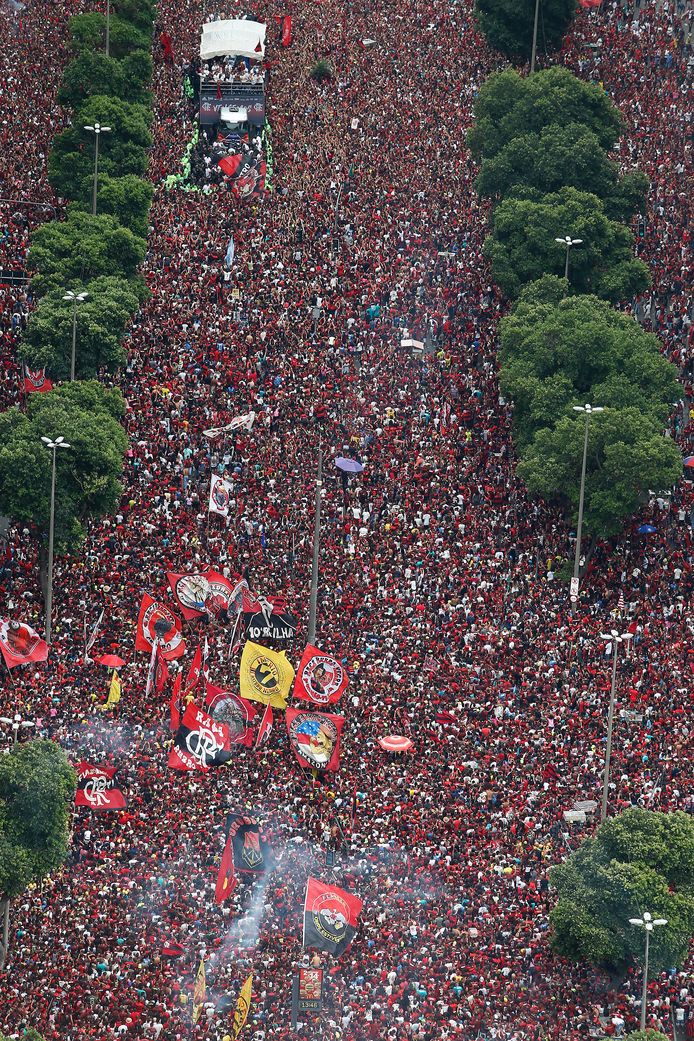 Een zee van Flamengo-fans in Rio de Janeiro.