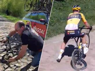 Dit zag u niet in Parijs-Roubaix: Lotto-mecanicien komt ten val in Bos van Wallers, achterwiel Laporte breekt op kasseien