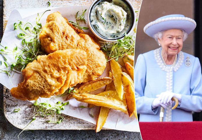 Zo eet de Britse Queen Elizabeth het liefst haar fish and chips.