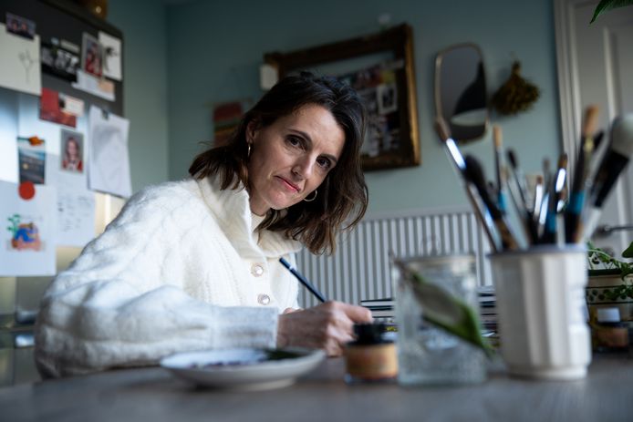 Kunstenares Ellen Verlinden in haar atelier in Nijlen.
