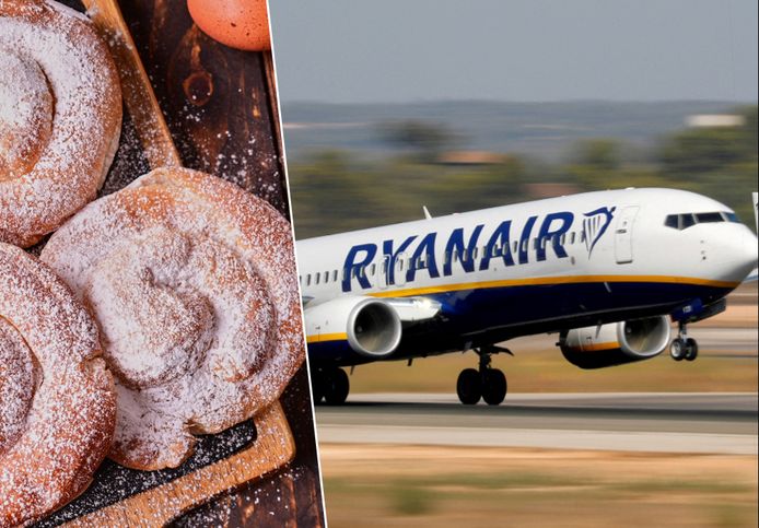 Ryanair wil dat passagiers betalen om ensaïmada (links op foto)  mee te nemen aan boord.