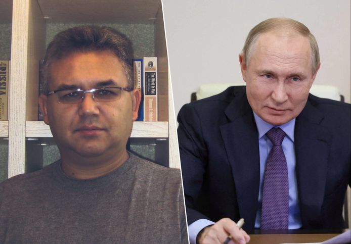 Abbas Gallyamov (links) en Vladimir Poetin (rechts).