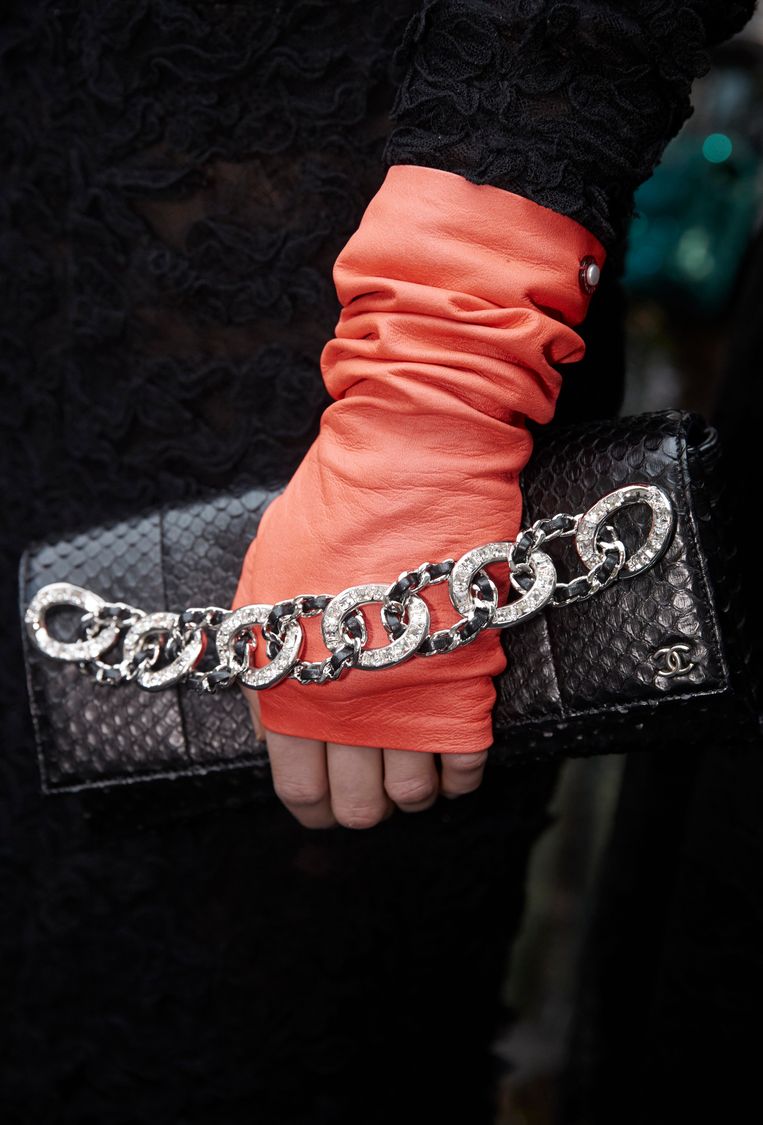 Slangenleren tas uit de prêt-à-porter collectie van Chanel, herfst/winter 2018 Beeld Chanel