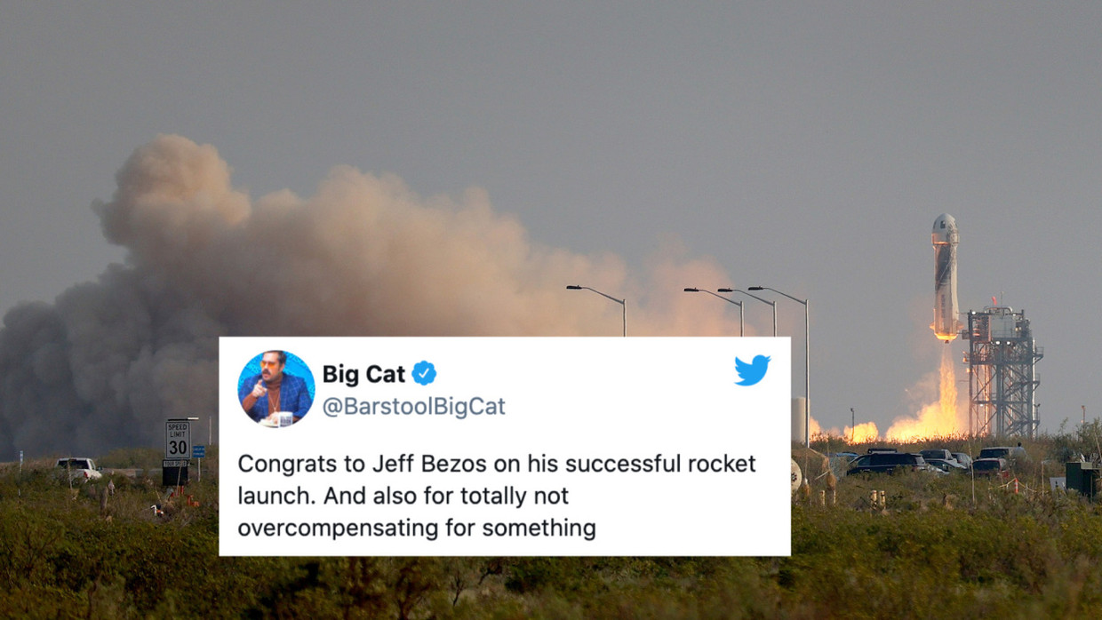 De raket van Jeff Bezos werd een instant meme. Beeld Mashable