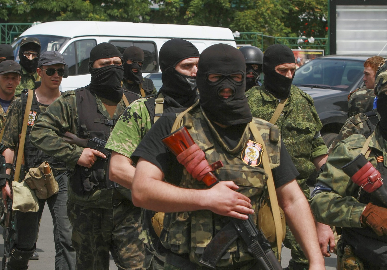 Pro-Russische militanten in Donetsk. Beeld epa