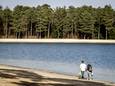Wandelaars rondom het Henschotermeer. Het Collectief Henschotermeer zou graag zien dat het meer weer vrij toegankelijk wordt. Landgoed Den Treek-Henschoten vindt de ophef voorbarig.