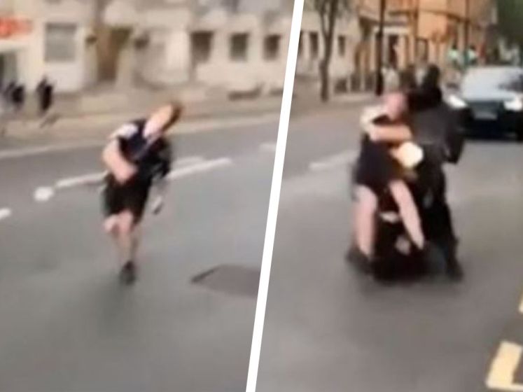 Waanzinnige beelden: ladderzatte Schot knalt tegen motor aan, maar zet zijn tocht gewoon verder