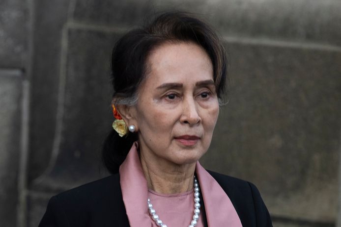 De afgezette Myanmarese regeringsleider Aung San Suu Kyi.