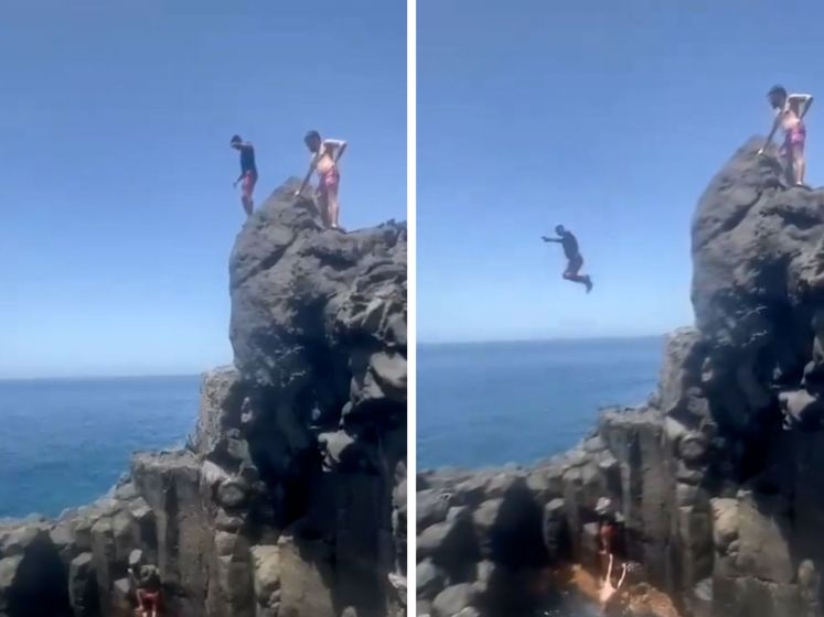 Un touriste rate son saut de 10 mètres de haut dans l'eau et s'écrase sur des rochers