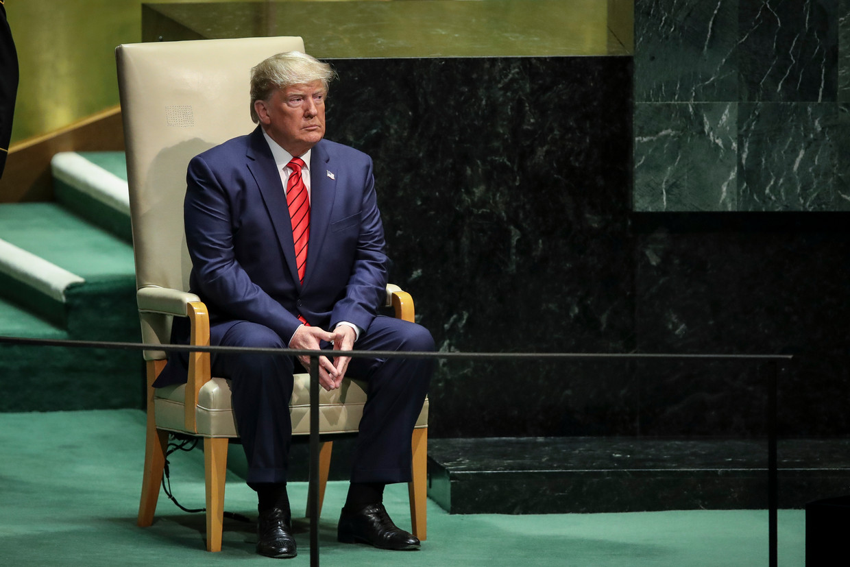 President Donald Trump wacht dinsdag bij de VN op zijn beurt om de Algemene Vergadering toe te spreken. Beeld Getty Images
