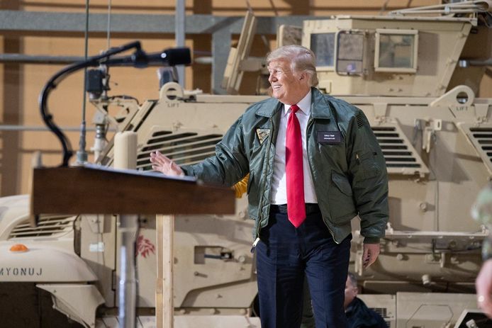 Donald Trump ging vorige week op bezoek bij de Amerikaanse troepen in Irak.