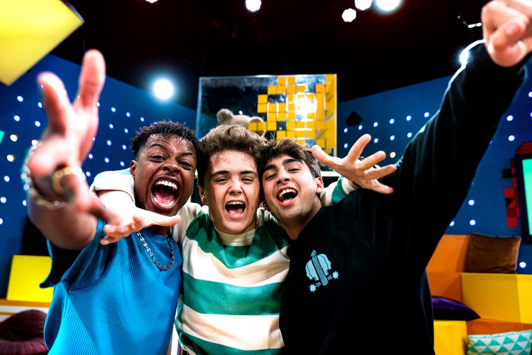 De drie nieuwe Ketnet-wrappers: Héritier Tipo, Thomas De Smet en Nidal van Rijn. Beeld Ketnet