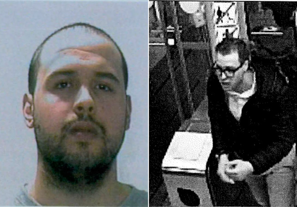 Khalid El Bakraoui avant l'attentat et sur une image de surveillance de la station de métro Pétillon, d'où il est parti.