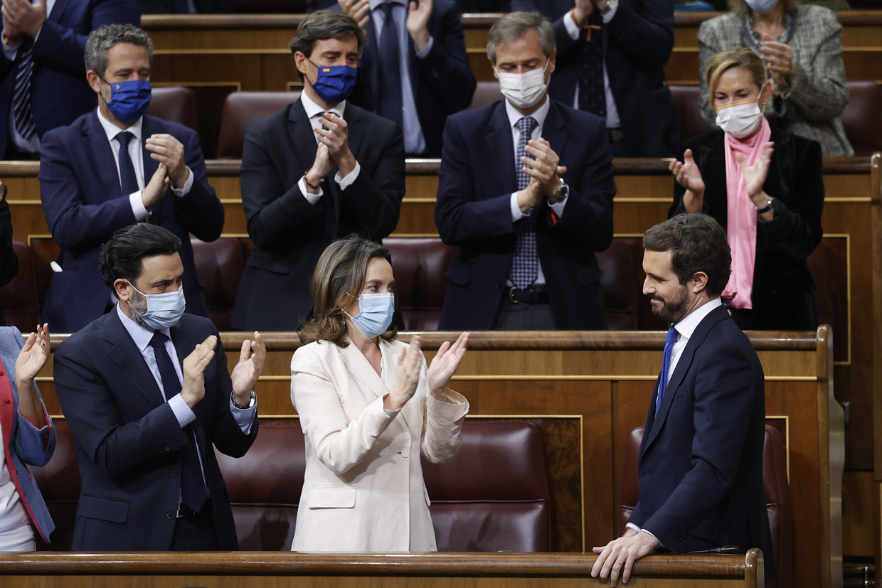 Pablo Casado (right) saw domestic support evaporate by a minute, and was finally forced to resign in a scandal that had engulfed Spain for a week.  Environmental Protection Agency's photo