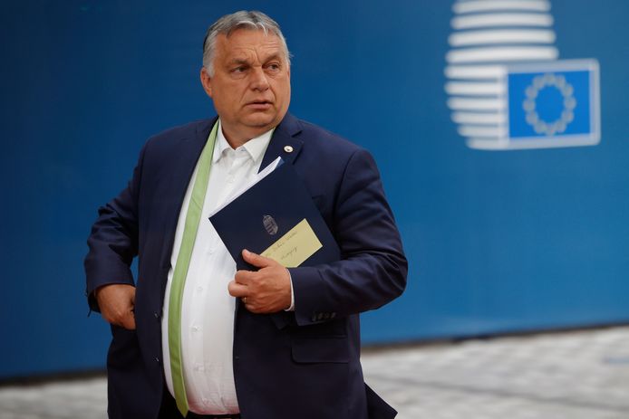 FILE - In this Friday, June 25, 2021 file photo, Hungarian Prime Minister Viktor Orban leaves at the end of an EU summit in