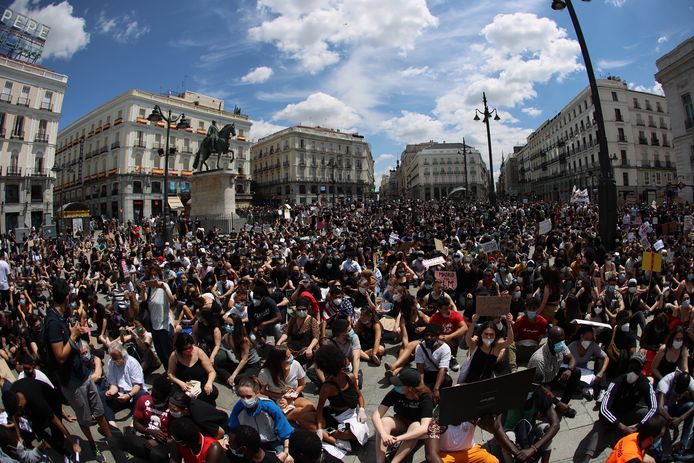 Protest in Madrid zondag.