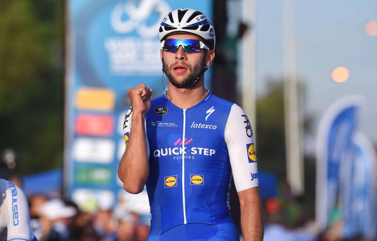 Fernando Gaviria trok makkelijk aan het langste eind voor Viviani. Beeld TDW