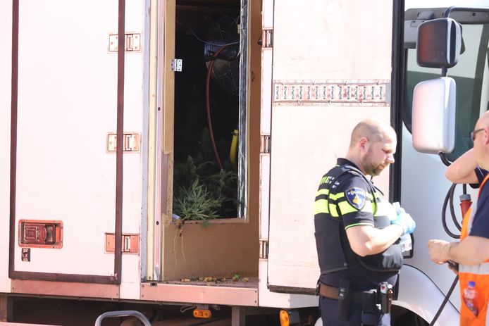 Vrachtwagen ingericht als hennepkwekerij in Schijndel.