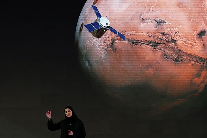 Sarah Amiri, de drijvende kracht achter de Marsmissie van de Verenigde Arabische Emiraten.