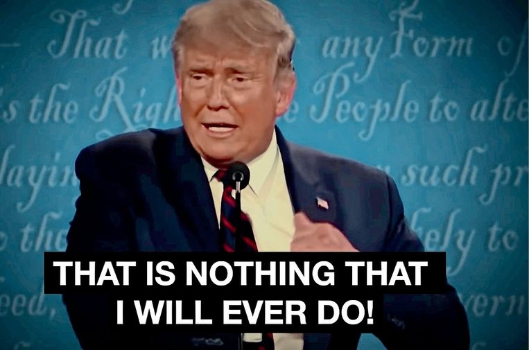 ‘Ik twijfelde eerst of Donald Trump wel echt besmet was. We kunnen werkelijk níéts voor waar aannemen als het van het Witte Huis afkomstig is. Daarvoor hebben ze al te veel en te schaamteloos gelogen.’ Beeld 