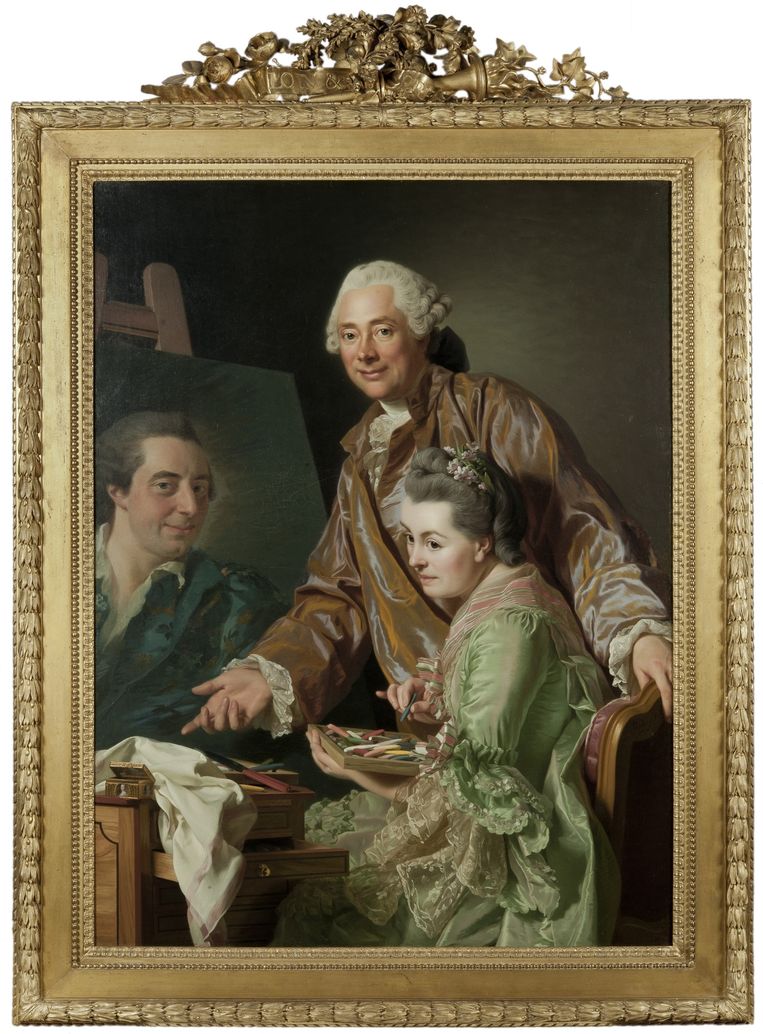 Roslin 1767, Roslin en zijn vrouw Mari Suzanne Giroust, schilderen Peill's portrait, Beeld   