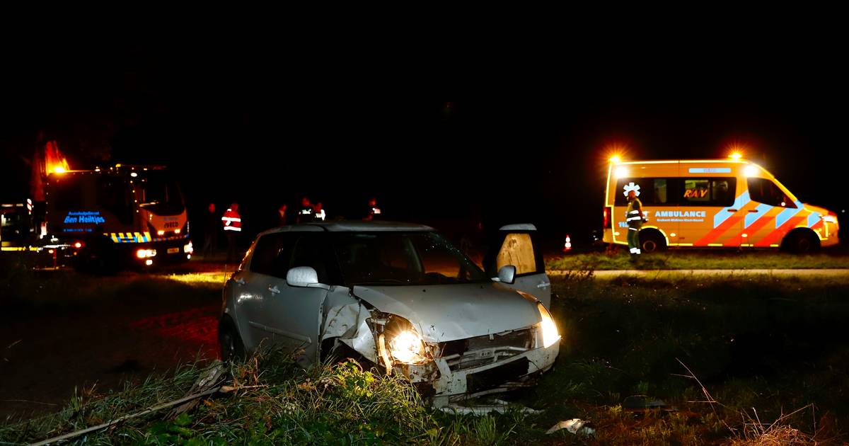 Bestuurder raakt gewond bij eenzijdig ongeluk: auto strandt in wei langs N264.