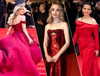 IN BEELD. De memo duidelijk niet gemist: actrices stralen opvallend in het rood op rode loper in Cannes