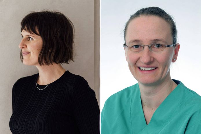 Links: Schrijfster Nele Reymen (40), die over haar preventieve dubbele borstamputatie vertelt. Rechts: Professor Ann Smeets (UZ Leuven).