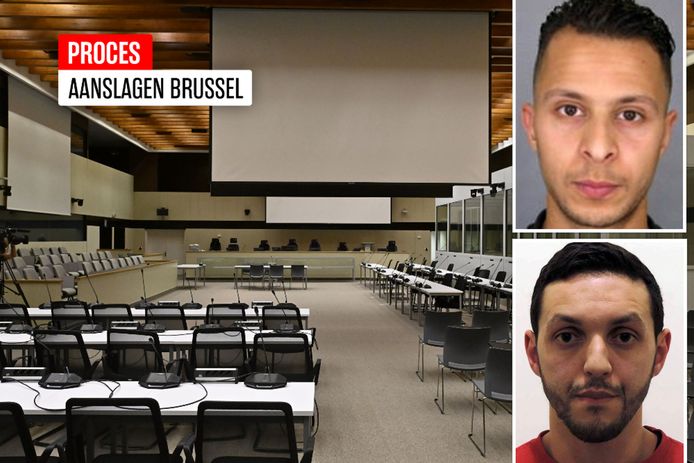 Het proces zal plaatsvinden in het voormalige NAVO-gebouw in de Brusselse gemeente Evere. Onder meer de terroristen Salah Abdeslam (boven) en Mohamed Abrini (onder) staan er terecht.