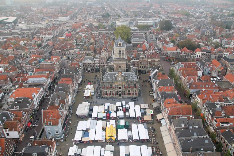 Markt en stadhuis Delft Beeld Van Doorn Flip