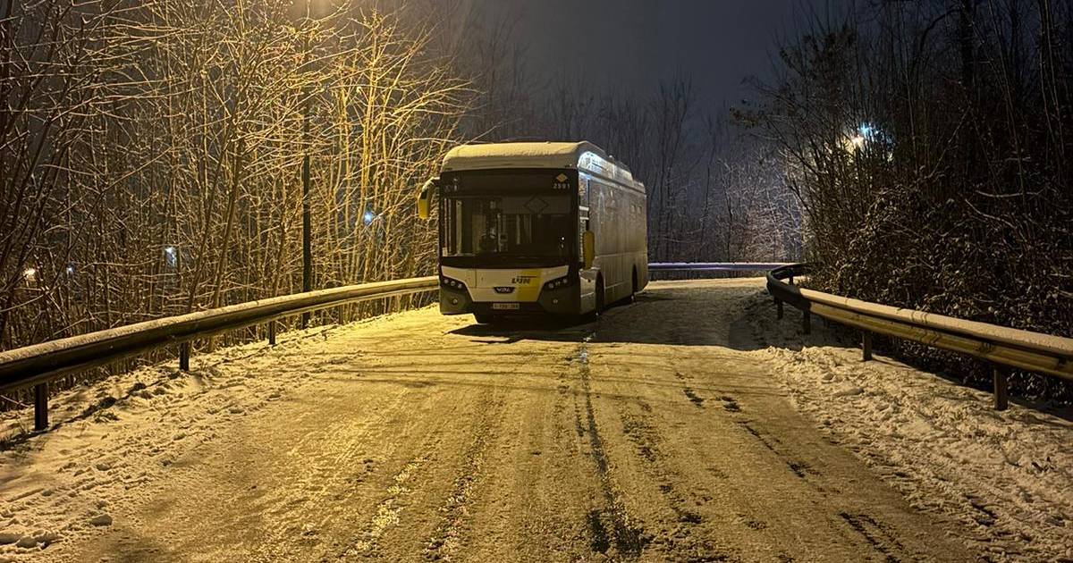 Bus Skidding on Slippery Road Surface in Erembodegem