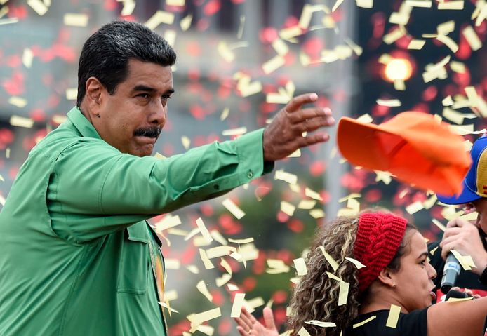 De Venezolaanse president Nicolas Maduro hoopt bij de verkiezingen van aanstaande zondag herverkozen te worden.