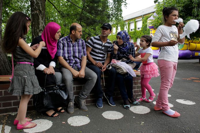 Archiefbeeld van een vluchtelingenfamilie in Duitsland