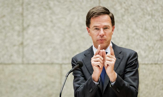 Premier Mark Rutte  in de Tweede Kamer.