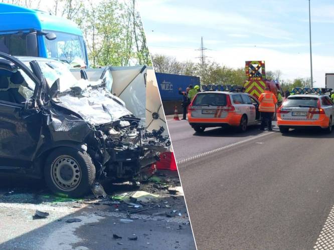 Bestuurder (53) van minibus overleden na botsing met vrachtwagen op E34 in Oelegem