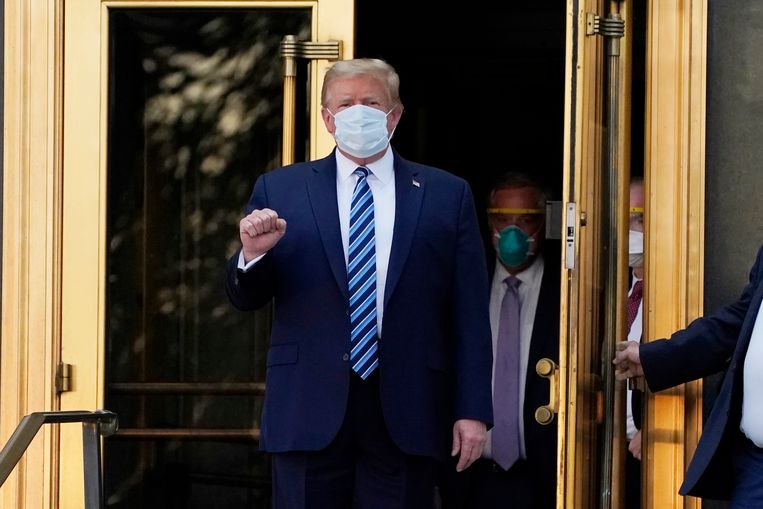 President Donald Trump werd op 1 oktober positief getest op corona. Beeld AP