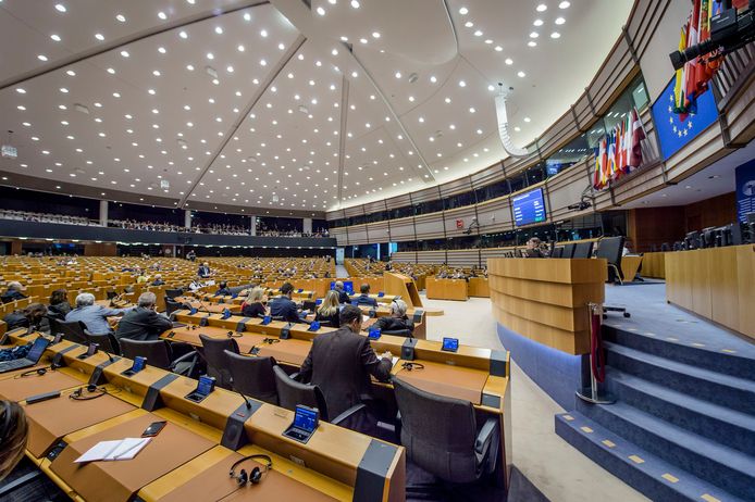 De plenaire zaal van het Europees Parlement in Brussel.