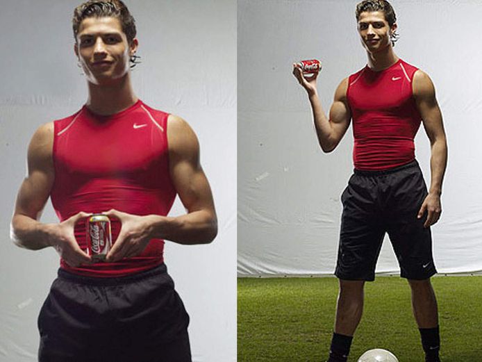Ooit kwam een jonge Cristiano Ronaldo spieren te kort om Coca-Cola aan te prijzen.