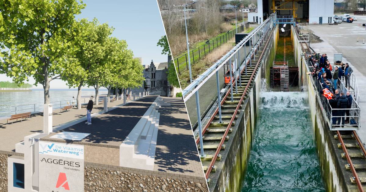 Nieuwe waterkering die Antwerpen tegen storm op de Schelde moet beschermen doorstaat ultieme test: i