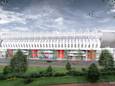 Het Philips Stadion aan de noordzijde. PSV hoopt dit jaar nog te kunnen beginnen met de verbouwing.