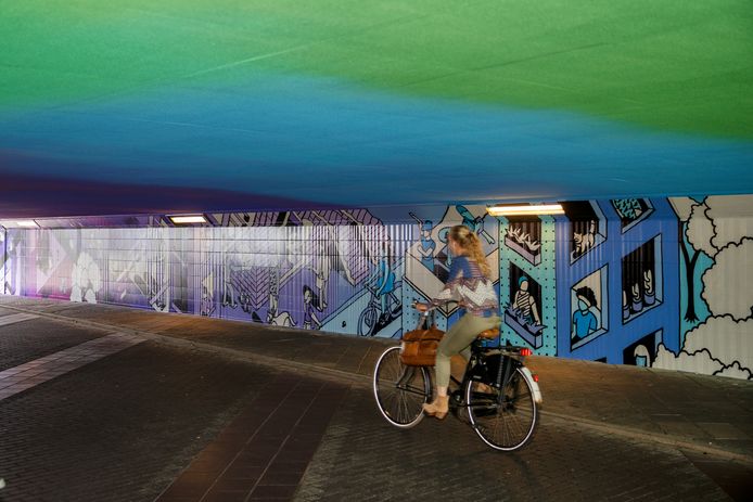 De tunnel is tot kunstwerk gemaakt door Johan Moorman.