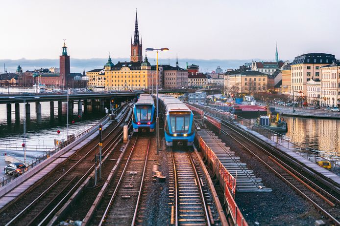 Treinen in Stockholm.