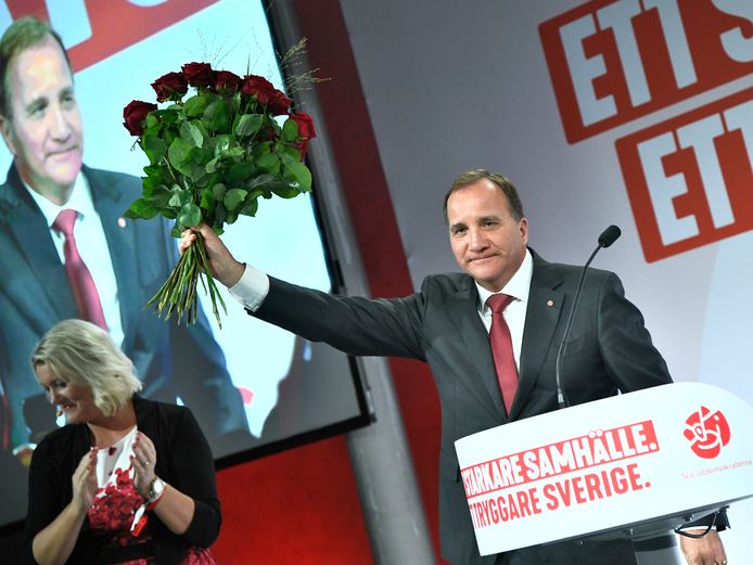 De Zweedse premier Stefan Löfven hoopt ondanks licht verlies opnieuw premier te kunnen worden.