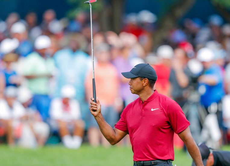 Tiger Woods tijdens laatste ronde van het honderdste PGA Kampioenschap in St. Louis in de Verenigde Staten Beeld AFP